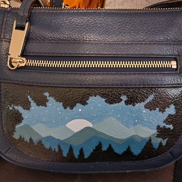 MICHAEL Michael Kors Handbags - MK Custom Navy Blue Leather Crossbody Bag with Mountain Design